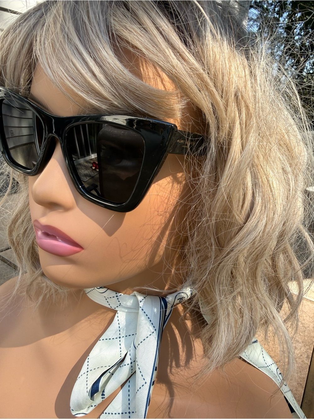 Kurt Geiger Black Cat-Eye Sunglasses with Gray Gradient Lenses